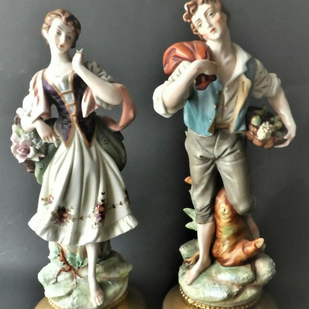 Capodimonte Man Lady Set Figurines..Italy Porcelain..